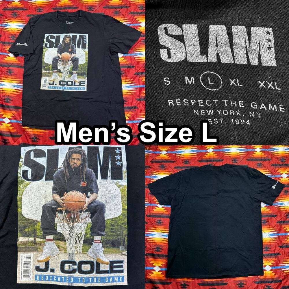J. Cole Slam Cover Magazine Dedicated To The Game Black T-Shirt Men’s Size Large